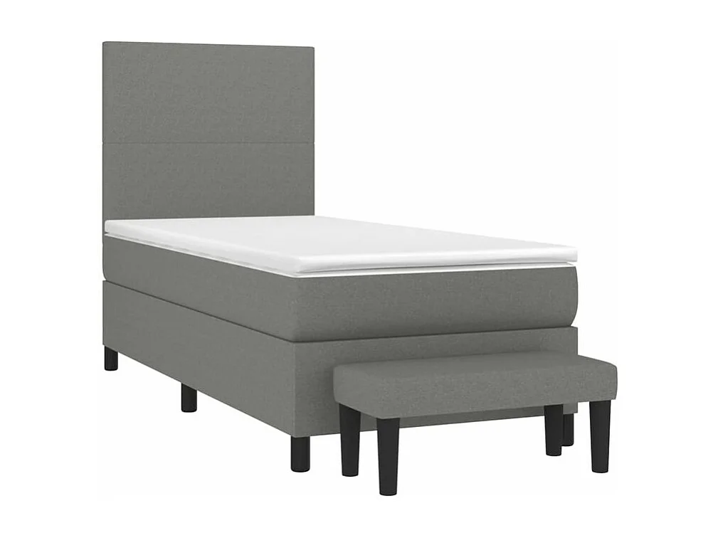 Sommier à lattes de lit avec matelas Gris foncé 90x200 Tissu
