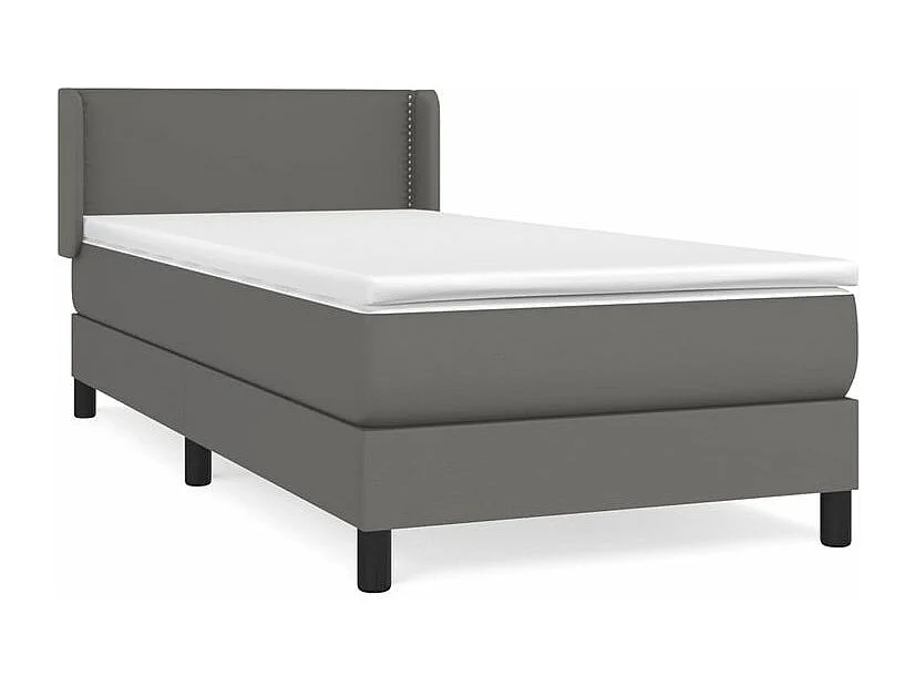 Sommier à lattes de lit avec matelas Gris 80x200 Similicuir