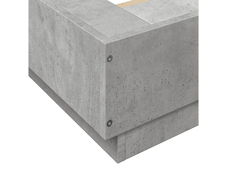 Cadre de lit avec lumières LED gris béton 160x200