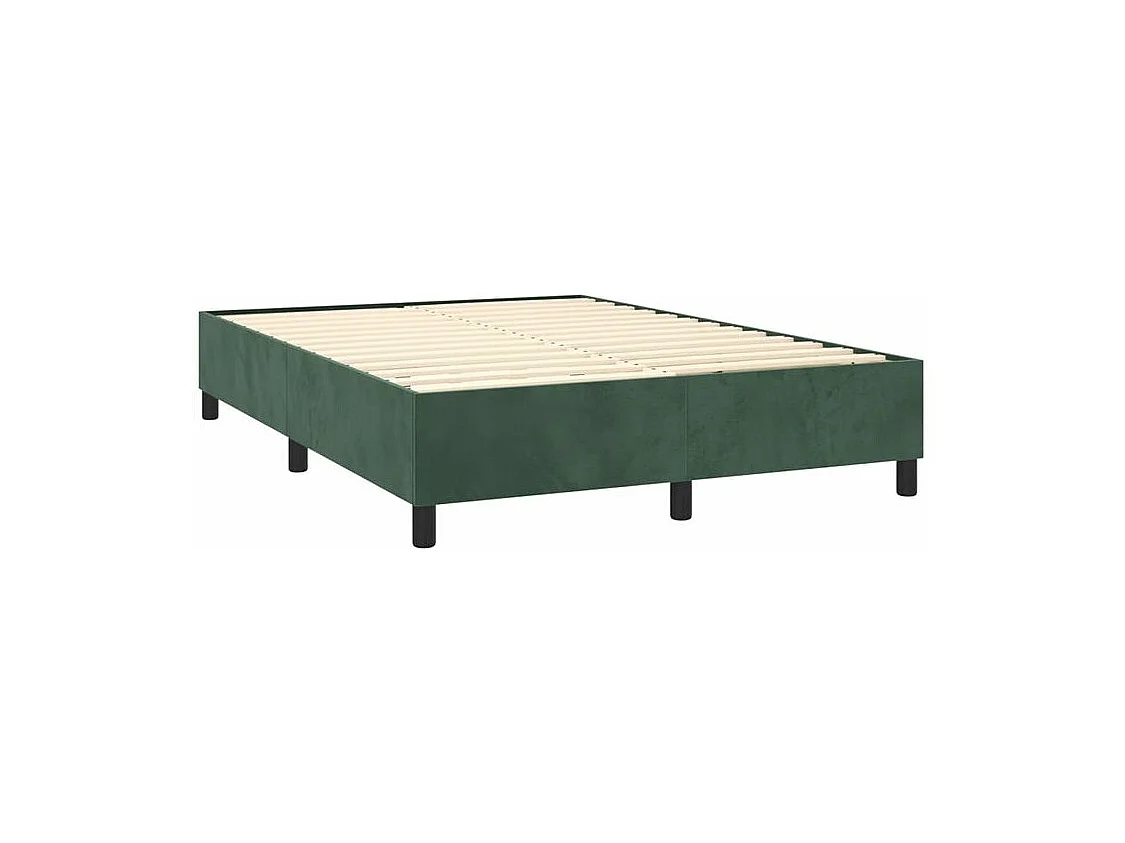 Sommier à lattes de lit avec matelas LED Vert foncé 140x190
