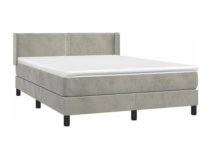 Sommier à lattes de lit et matelas Gris clair 140x200 Velours
