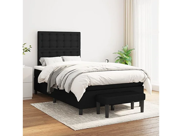 Sommier à lattes de lit avec matelas Noir 120x200 Tissu