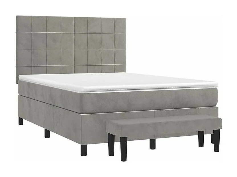 Sommier à lattes de lit et matelas Gris clair 140x190 Velours