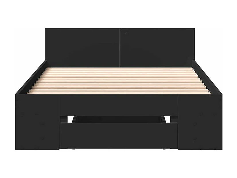 Cadre de lit avec tiroir noir 75x190 bois d'ingénierie