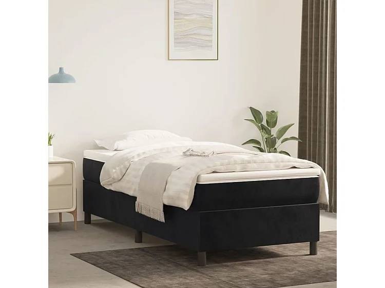 Sommier à lattes de lit et matelas Noir 80x200 Velours
