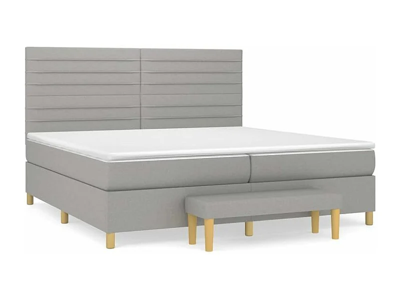 Sommier à lattes de lit avec matelas Gris clair 200x200 Tissu