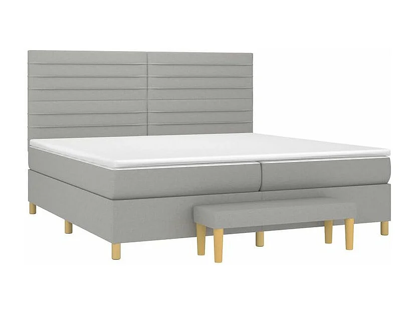 Sommier à lattes de lit avec matelas Gris clair 200x200 Tissu