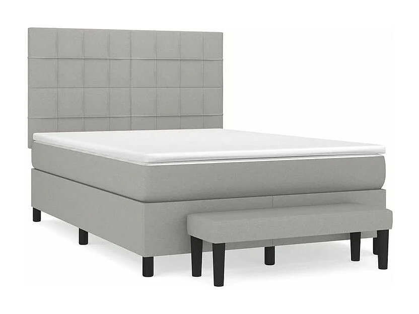 Sommier à lattes de lit avec matelas Gris clair 140x200 Tissu