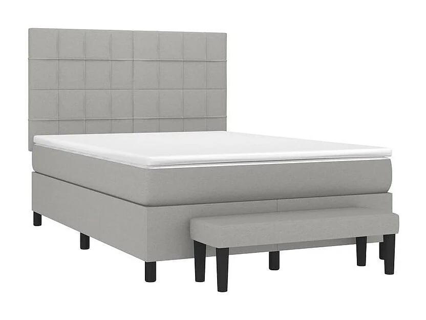 Sommier à lattes de lit avec matelas Gris clair 140x200 Tissu