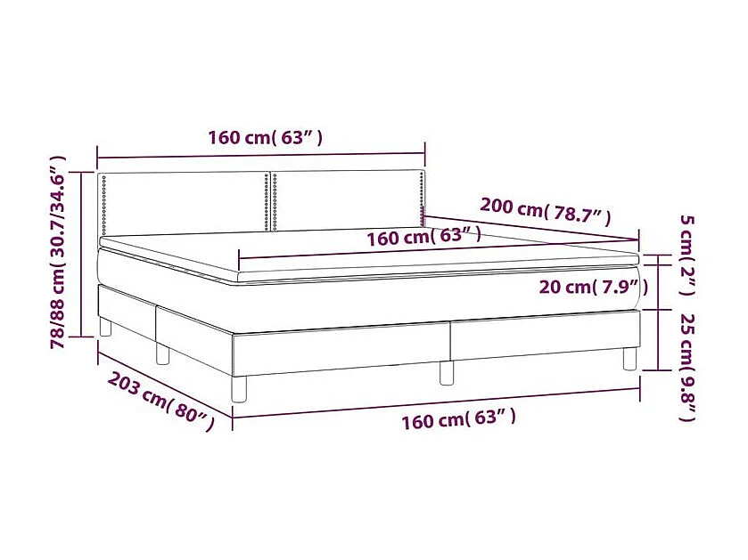 Sommier à lattes de lit avec matelas Crème 160x200 Tissu