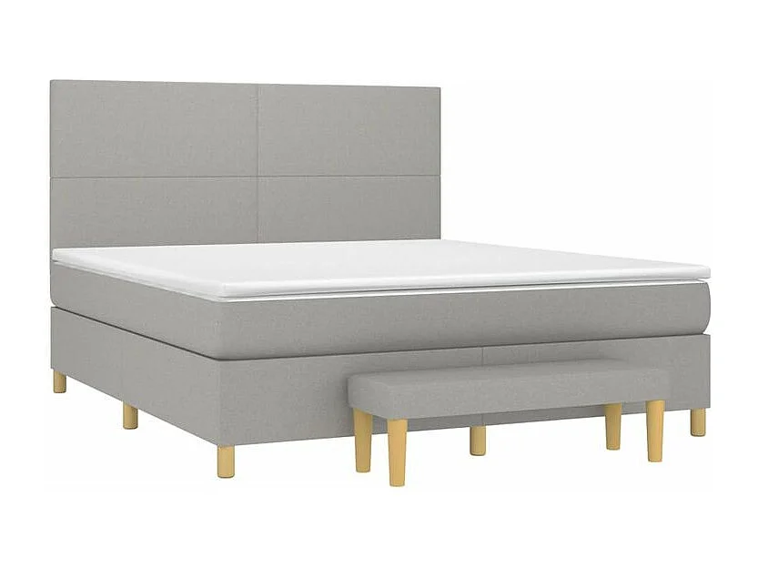 Sommier à lattes de lit avec matelas Gris clair 160x200 Tissu