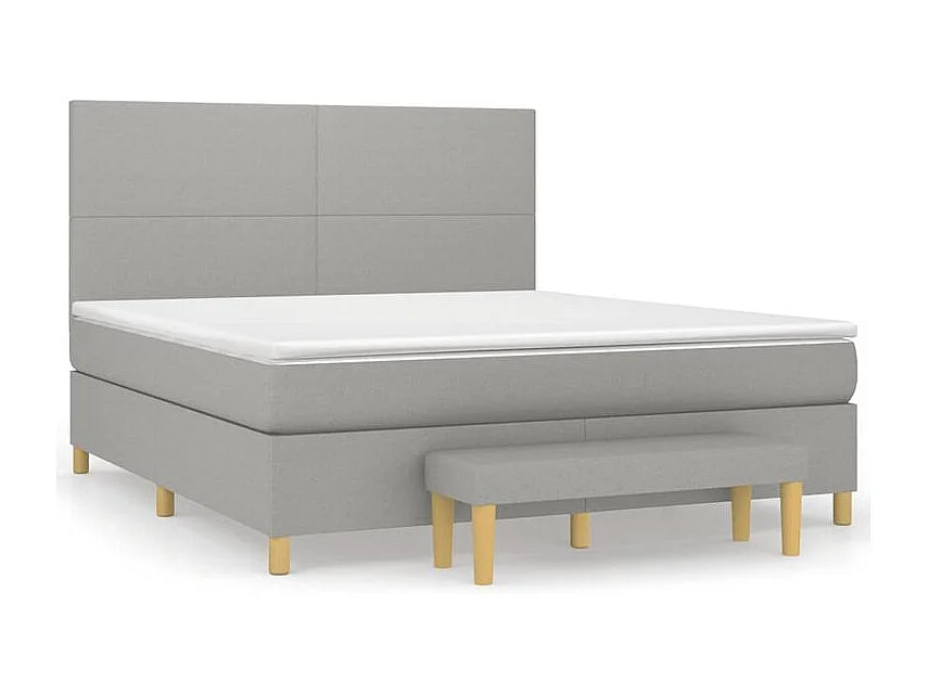 Sommier à lattes de lit avec matelas Gris clair 160x200 Tissu