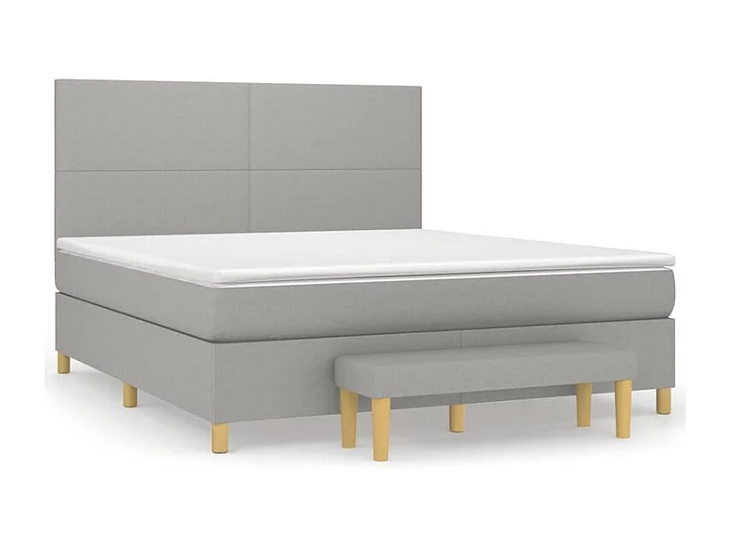 Sommier à lattes de lit avec matelas Gris clair 160x200 Tissu