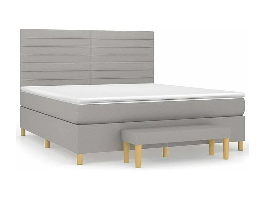 Sommier à lattes de lit avec matelas Gris clair 160x200 Tissu