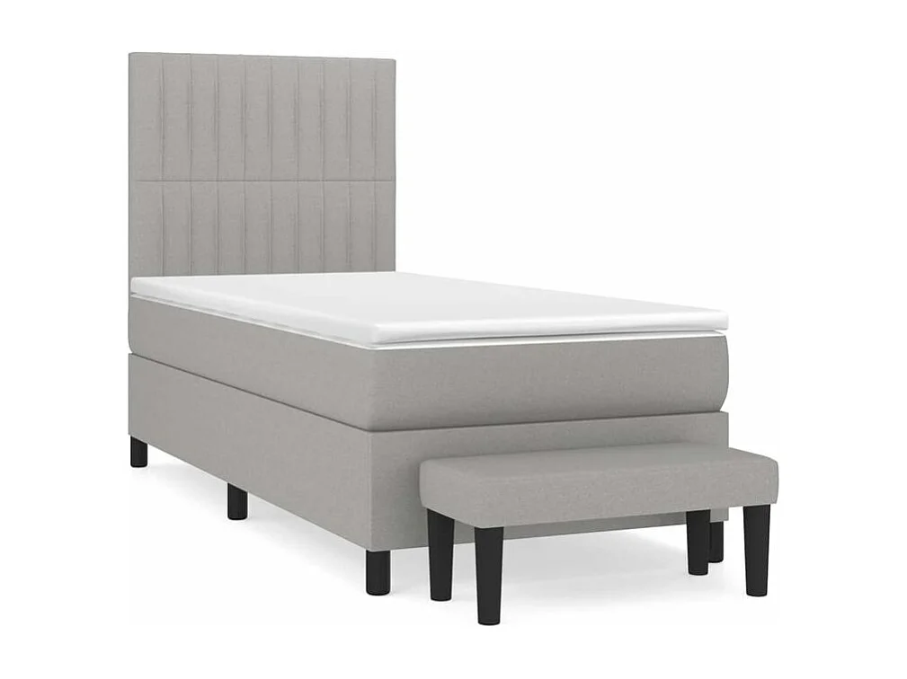 Sommier à lattes de lit avec matelas Gris clair 100x200 Tissu