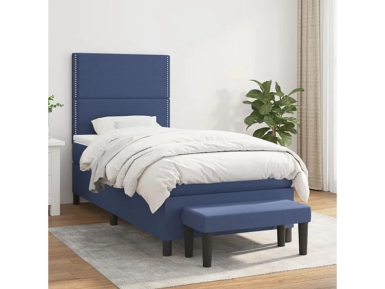 Sommier à lattes de lit avec matelas Bleu 90x200 Tissu