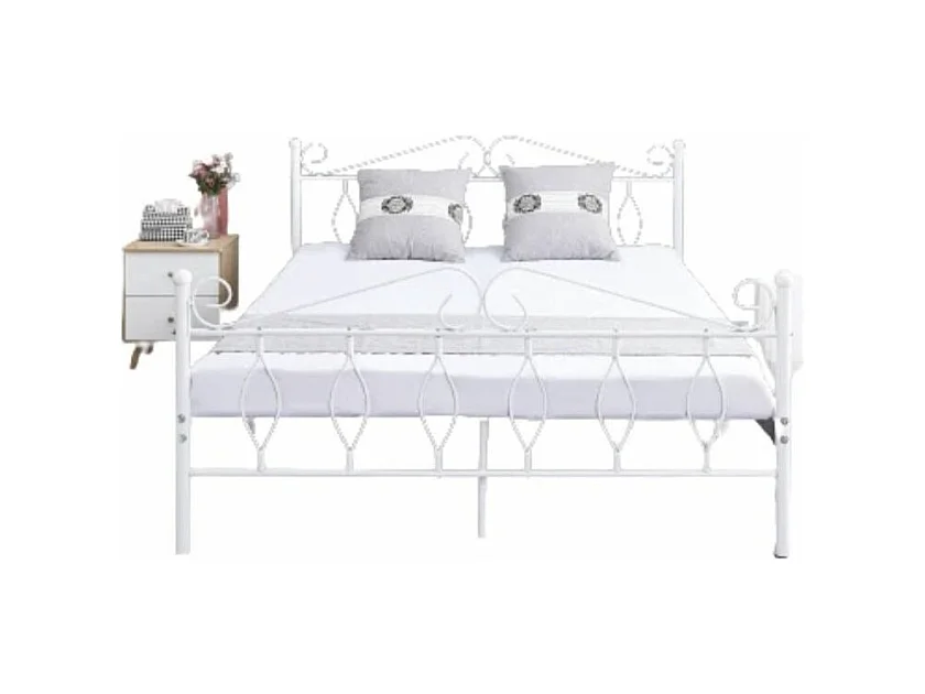 Lit métal Kym-Couleur Blanc-160x200