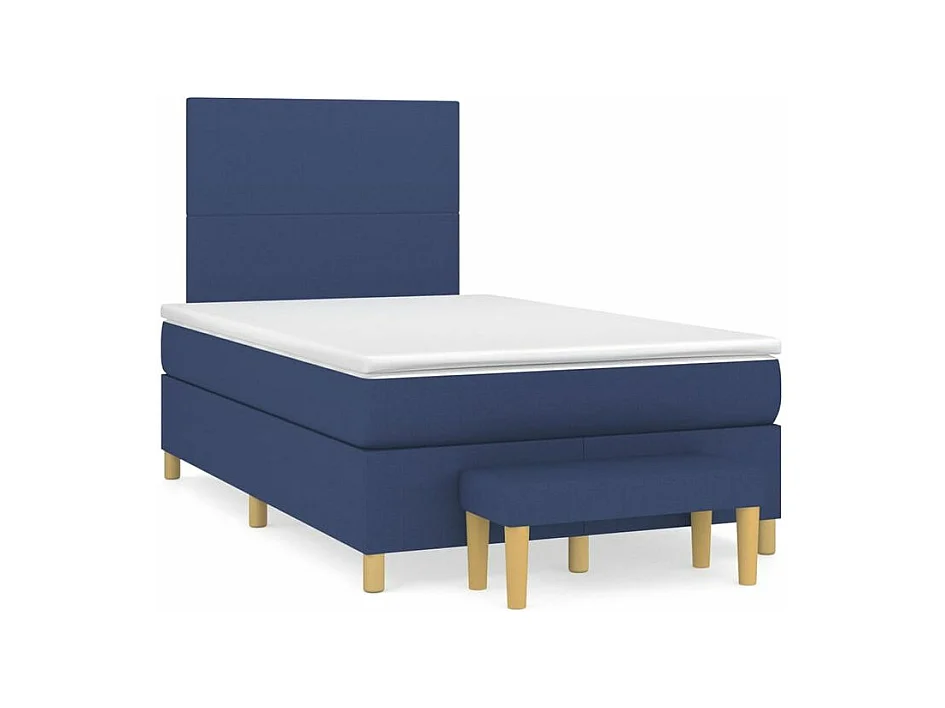 Sommier à lattes de lit avec matelas Bleu 120x200 Tissu