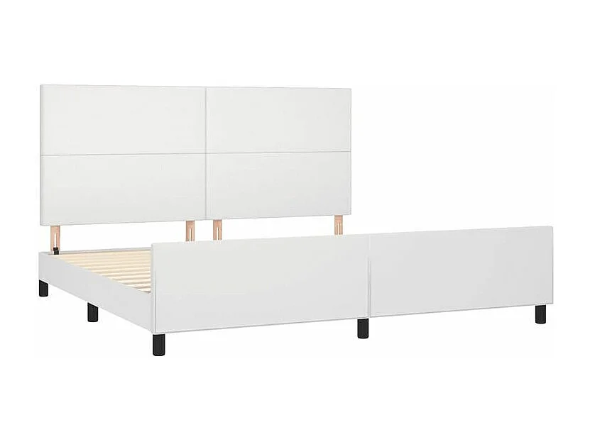 Cadre de lit avec tête de lit Blanc 200x200 Similicuir