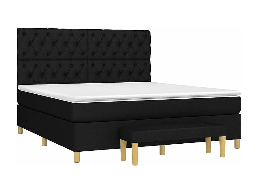 Sommier à lattes de lit avec matelas Noir 160x200 Tissu