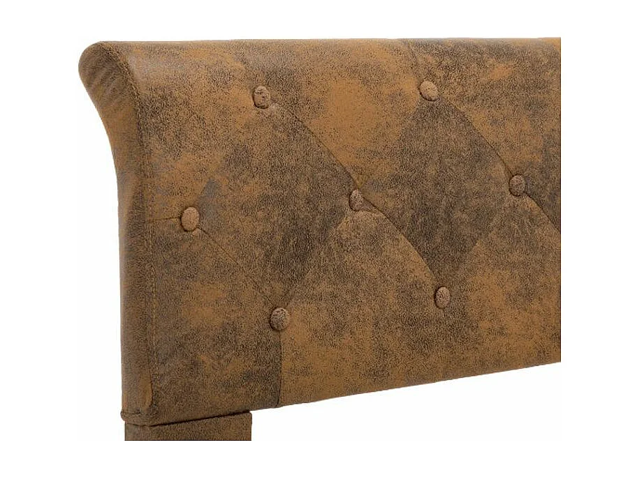 Lit adulte simili cuir marron et pieds métal noir Meyza 160x200