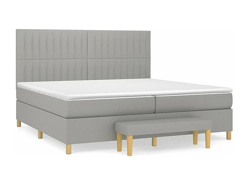Sommier à lattes de lit avec matelas Gris clair 200x200 Tissu