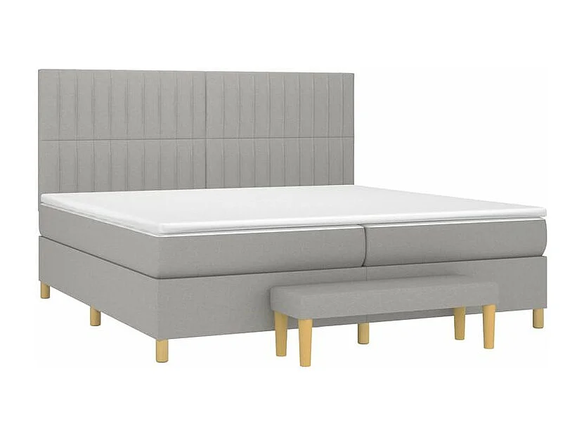 Sommier à lattes de lit avec matelas Gris clair 200x200 Tissu