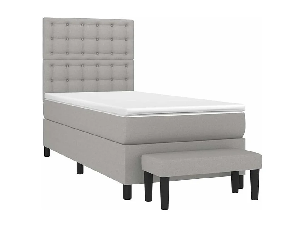 Sommier à lattes de lit avec matelas Gris clair 90x200 Tissu