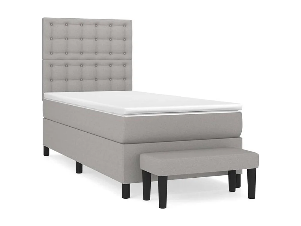 Sommier à lattes de lit avec matelas Gris clair 90x200 Tissu