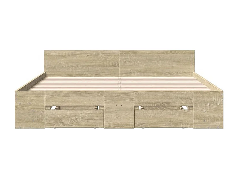 Cadre de lit à tiroirs chêne sonoma 160x200 bois d'ingénierie