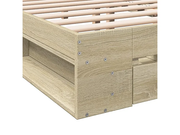 Cadre de lit à tiroirs chêne sonoma 160x200 bois d'ingénierie