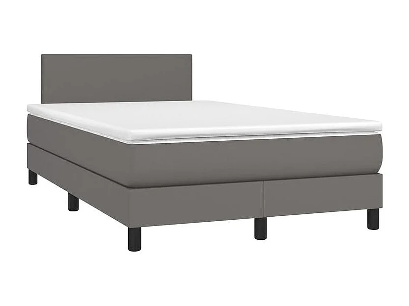 Sommier à lattes de lit avec matelas Gris 120x200 Similicuir