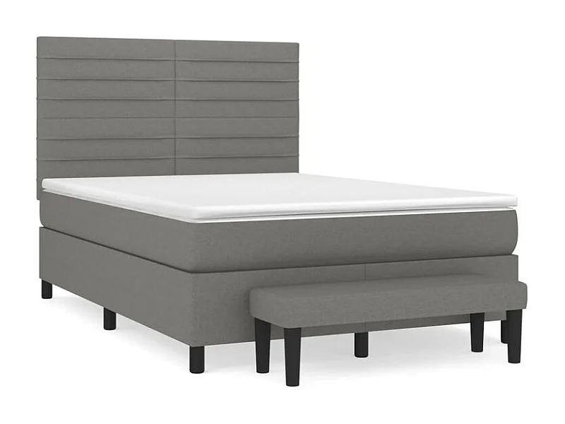 Sommier à lattes de lit avec matelas Gris foncé 140x200 Tissu