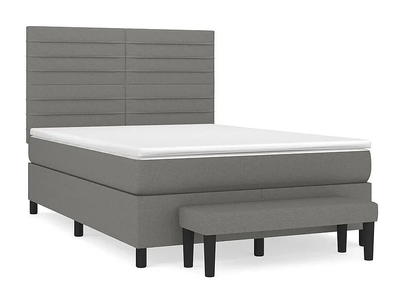 Sommier à lattes de lit avec matelas Gris foncé 140x200 Tissu
