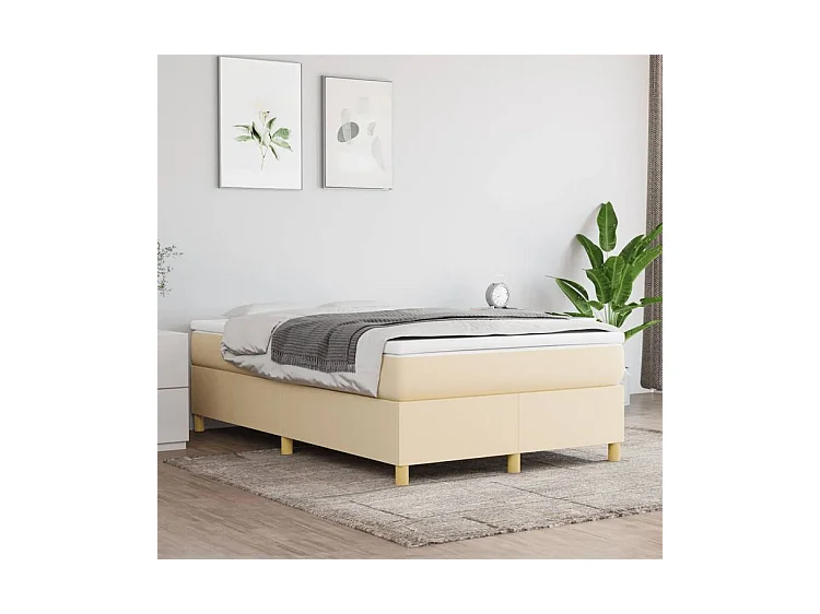 Sommier à lattes de lit avec matelas Crème 120x200 Tissu