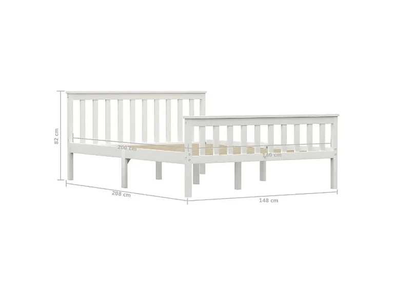 Bedframe massief grenenhout wit 140x200 cm