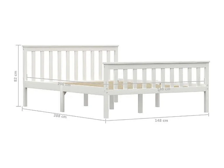 Bedframe massief grenenhout wit 140x200 cm