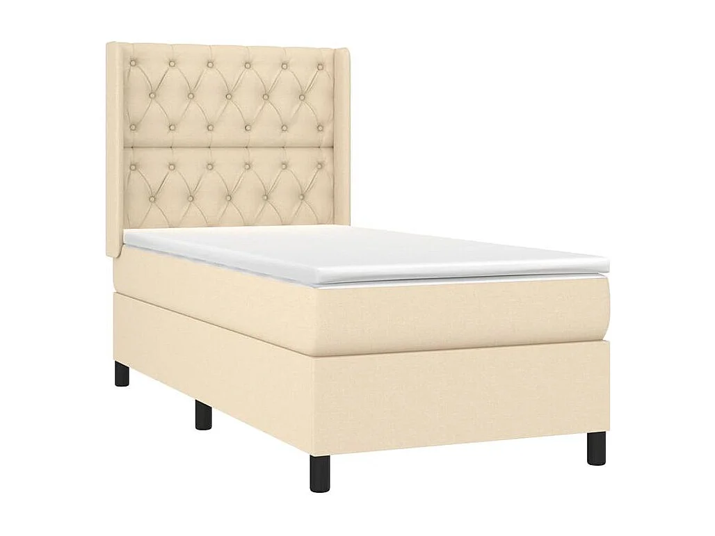 Sommier à lattes de lit matelas et LED Crème 80x200 Tissu