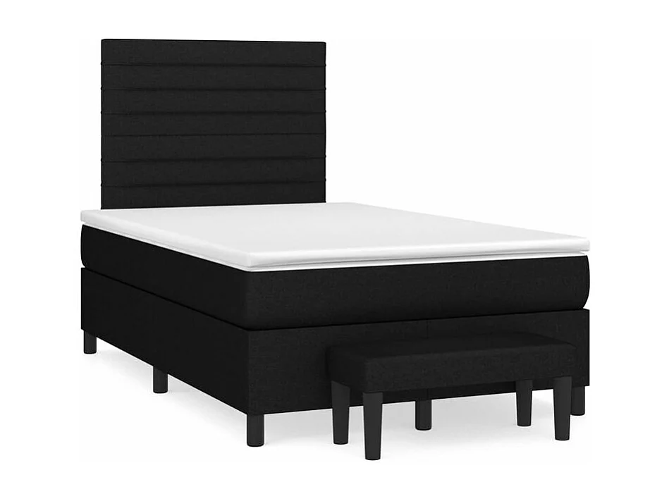 Sommier à lattes de lit avec matelas Noir 120x200 Tissu