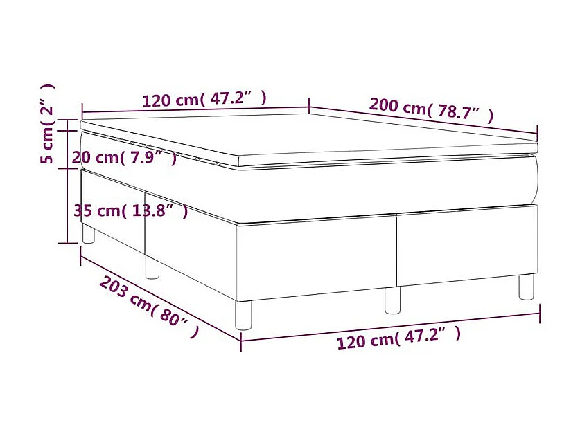 Sommier à lattes de lit avec matelas Noir 120x200 Velours