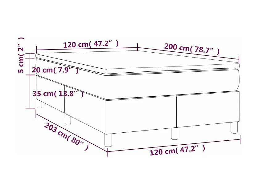Sommier à lattes de lit avec matelas Noir 120x200 Velours