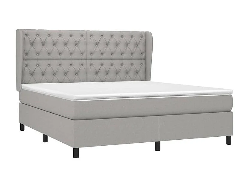 Sommier à lattes de lit avec matelas Gris clair 160x200 Tissu