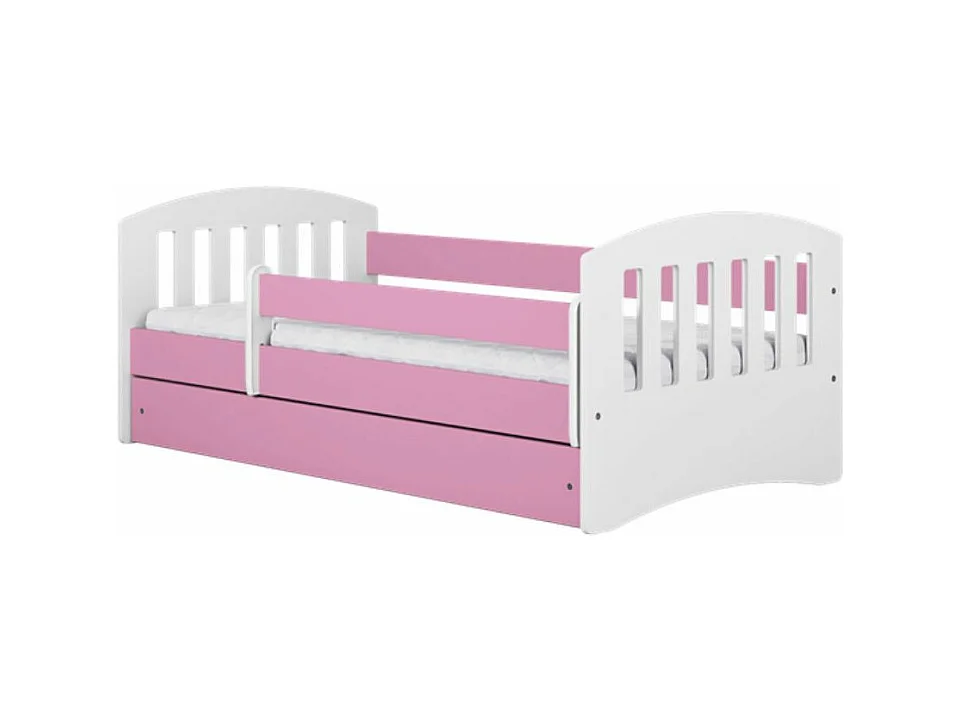 Kinderbedje met afneembaar roze veiligheidshekje Klaky-Zonder matras-Slapen 80x140cm-Laden Zonder lade