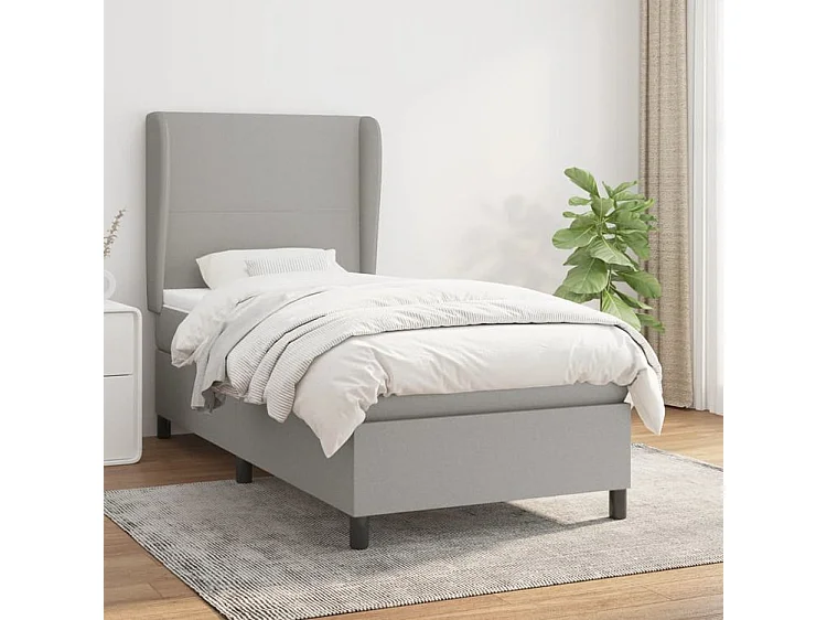 Sommier à lattes de lit et matelas Gris clair 90x190 Tissu