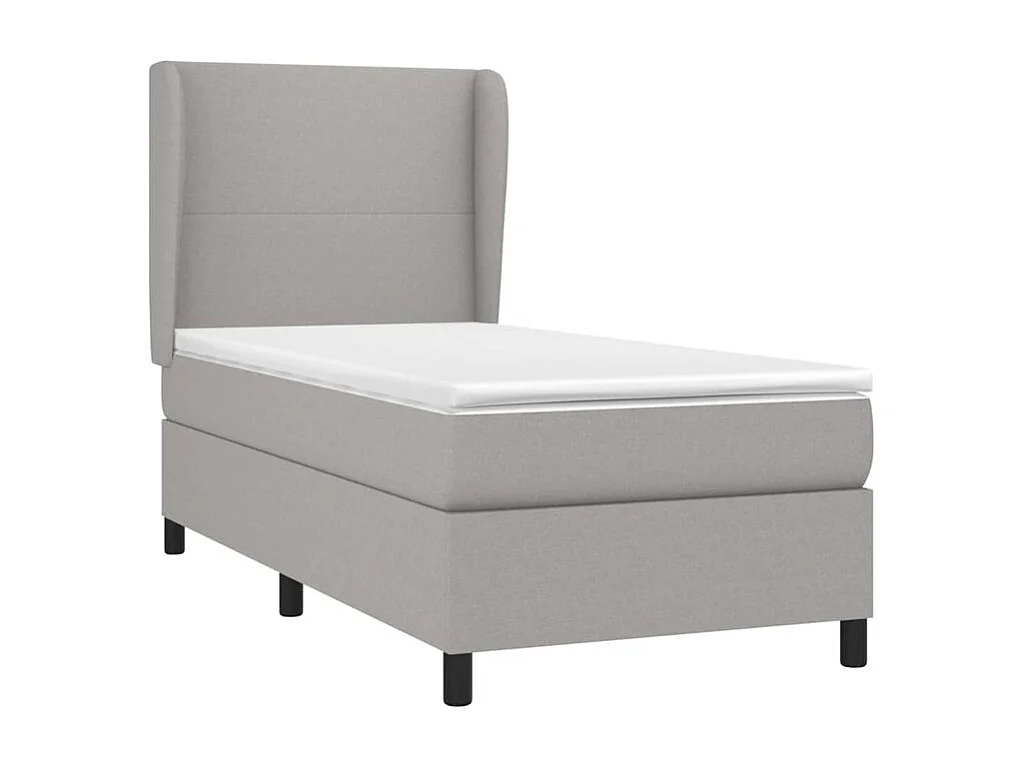 Sommier à lattes de lit et matelas Gris clair 90x190 Tissu