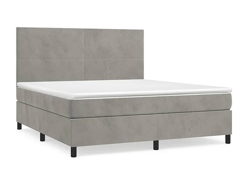 Sommier à lattes de lit et matelas Gris clair 160x200 Velours