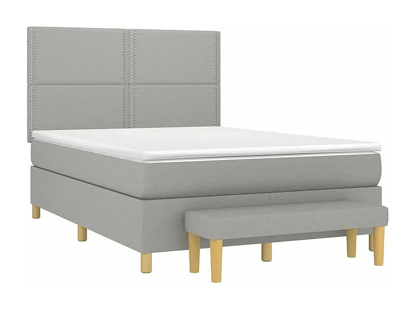 Sommier à lattes de lit avec matelas Gris clair 140x190 Tissu