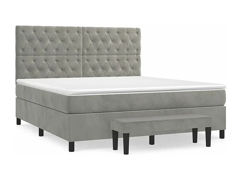 Sommier à lattes de lit et matelas Gris clair 160x200 Velours