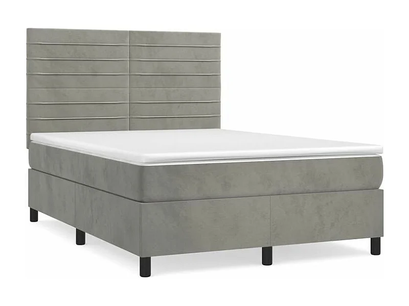 Sommier à lattes de lit et matelas Gris clair 140x200 Velours