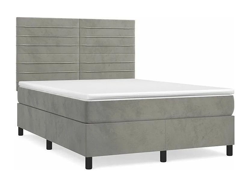 Sommier à lattes de lit et matelas Gris clair 140x200 Velours